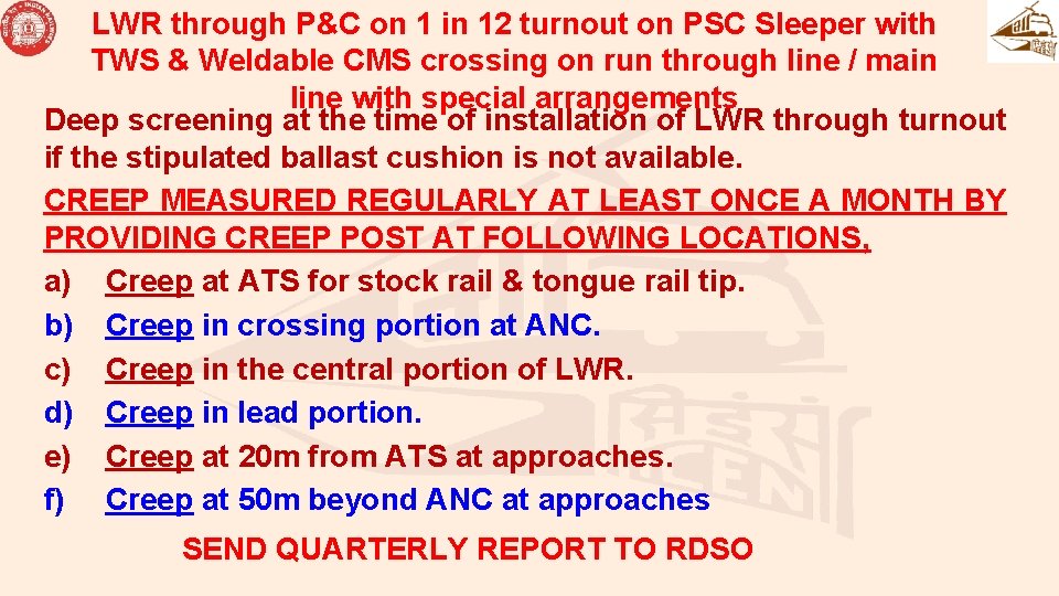 LWR through P&C on 1 in 12 turnout on PSC Sleeper with TWS &