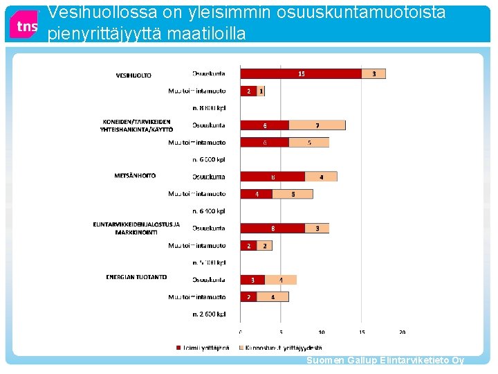 Vesihuollossa on yleisimmin osuuskuntamuotoista pienyrittäjyyttä maatiloilla Suomen Gallup Elintarviketieto Oy 