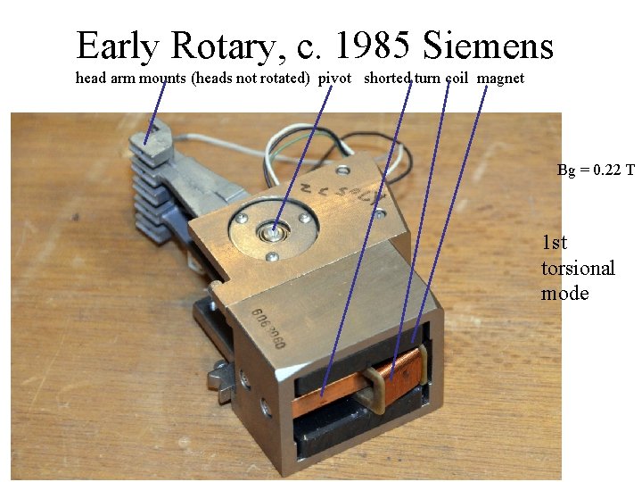 Early Rotary, c. 1985 Siemens head arm mounts (heads not rotated) pivot shorted turn