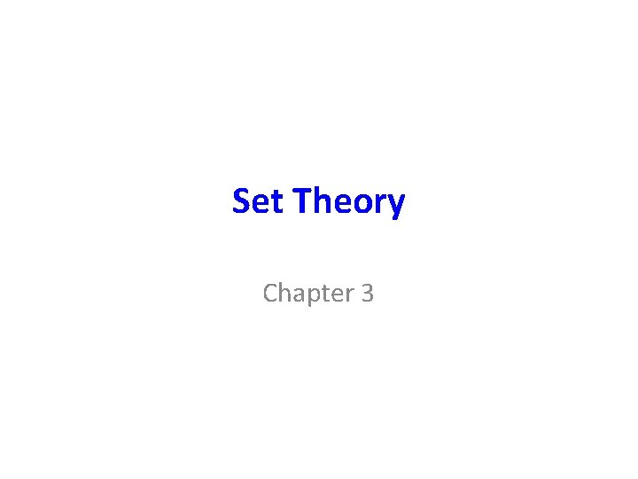 Set Theory Chapter 3 
