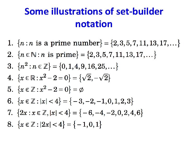 Some illustrations of set-builder notation 