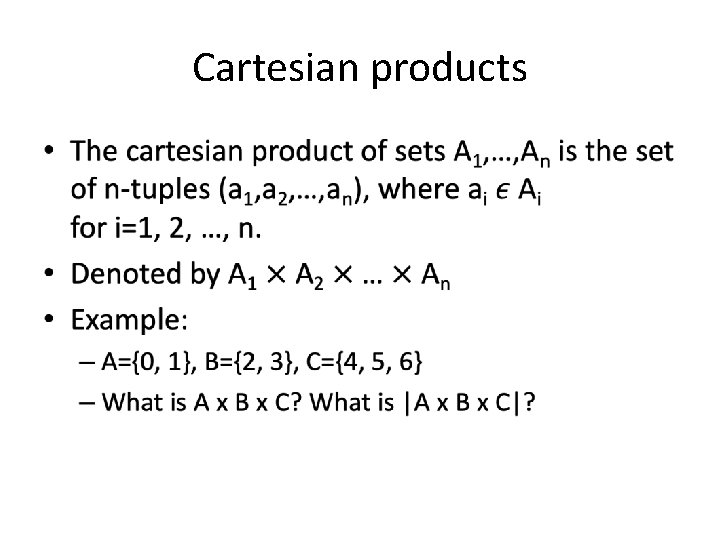 Cartesian products • 