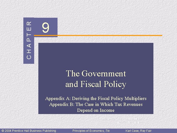 CHAPTER 9 The Government and Fiscal Policy Appendix A: Deriving the Fiscal Policy Multipliers