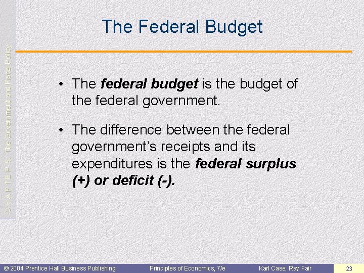 C H A P T E R 9: The Government and Fiscal Policy The