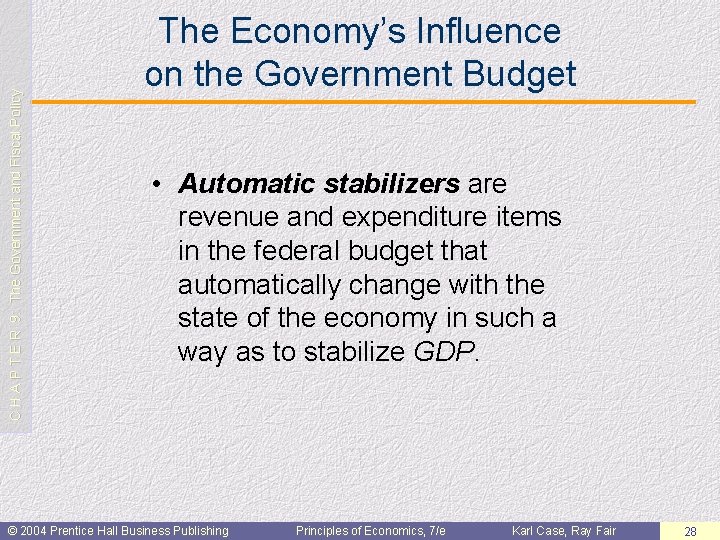 C H A P T E R 9: The Government and Fiscal Policy The