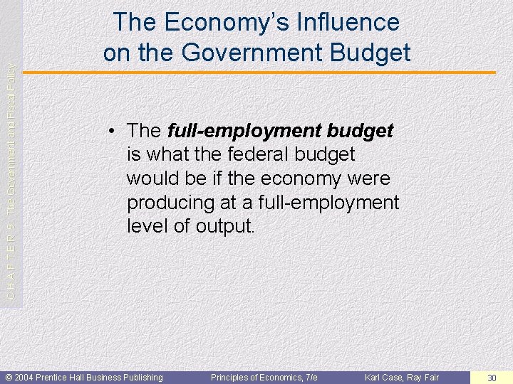 C H A P T E R 9: The Government and Fiscal Policy The