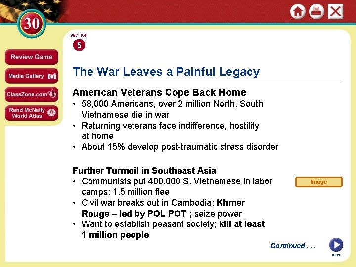 SECTION 5 The War Leaves a Painful Legacy American Veterans Cope Back Home •