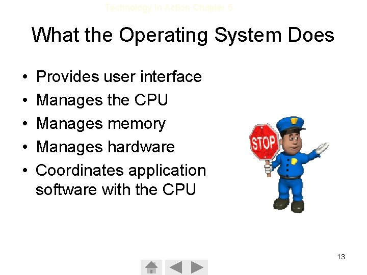 Technology In Action Chapter 5 What the Operating System Does • • • Provides