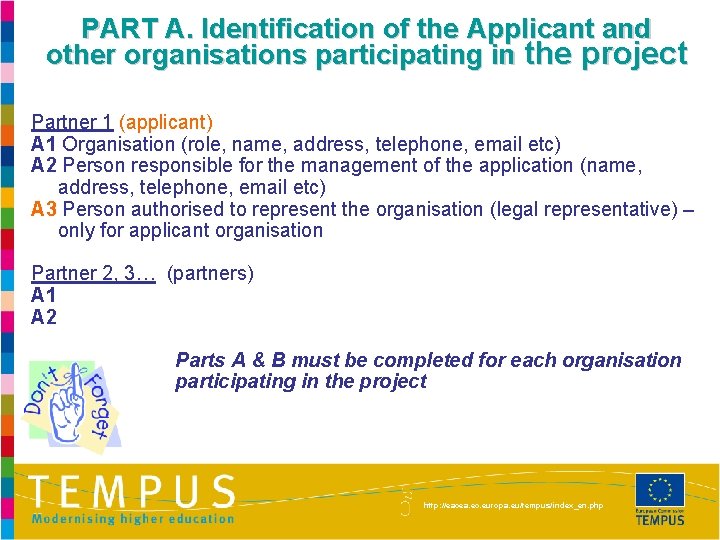 PART A. Identification of the Applicant and other organisations participating in the project Partner