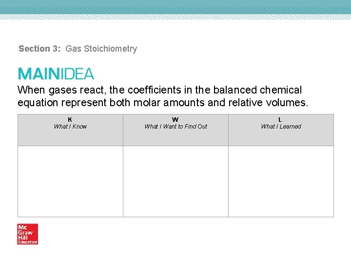Section 3: Gas Stoichiometry When gases react, the coefficients in the balanced chemical equation