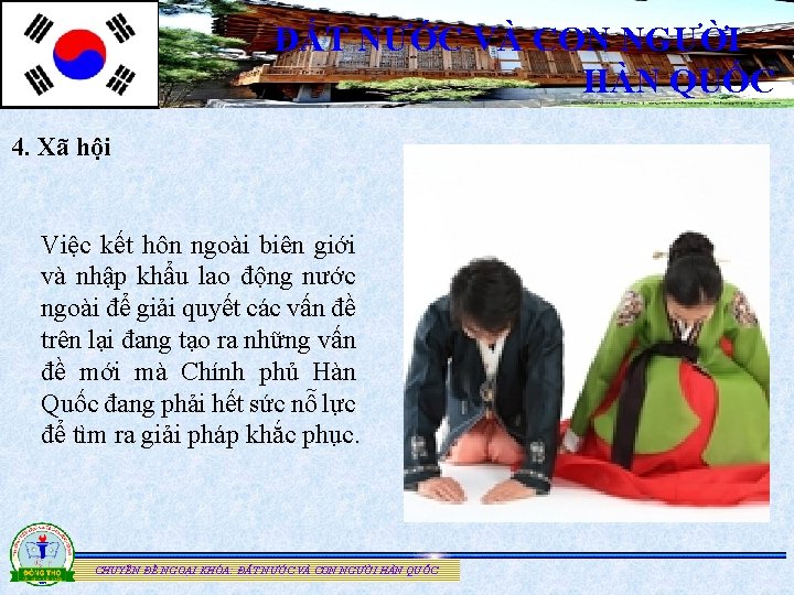ĐẤT NƯỚC VÀ CON NGƯỜI HÀN QUỐC 4. Xã hội Việc kết hôn ngoài