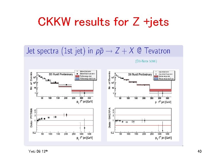 CKKW results for Z +jets Yeti 09 12 th 40 