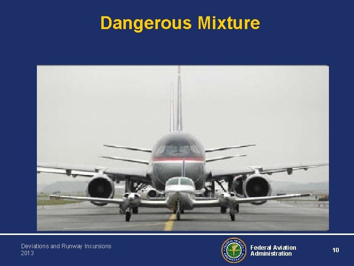 Dangerous Mixture Deviations and Runway Incursions 2013 Federal Aviation Administration 10 