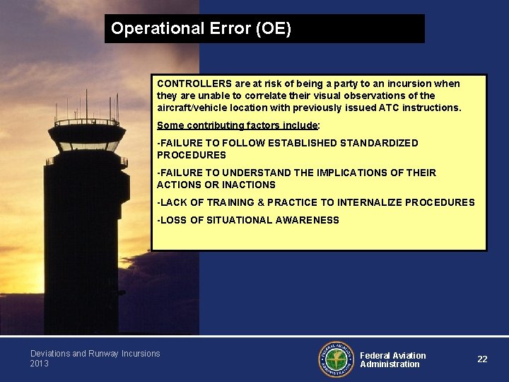 Operational Error (OE) CONTROLLERS are at risk of being a party to an incursion