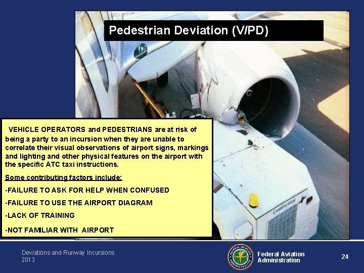 Pedestrian Deviation (V/PD) VEHICLE OPERATORS and PEDESTRIANS are at risk of being a party