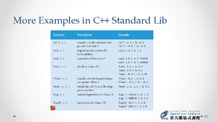 More Examples in C++ Standard Lib 10 