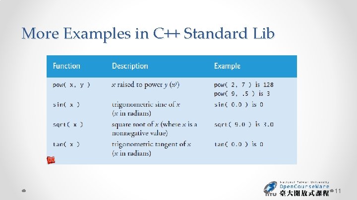 More Examples in C++ Standard Lib 11 