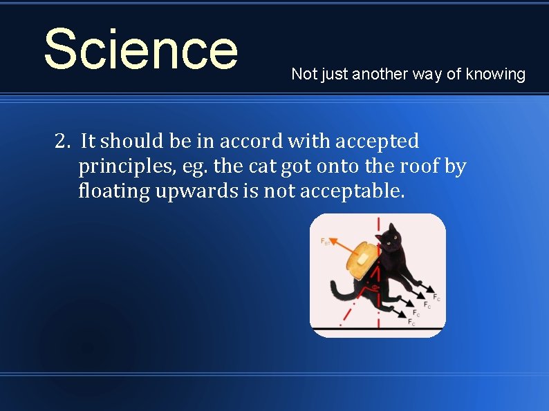 Science Not just another way of knowing 2. It should be in accord with
