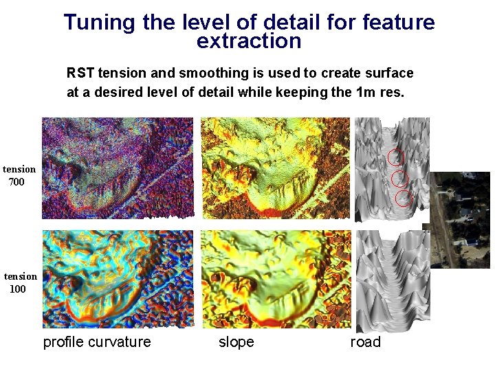 Tuning the level of detail for feature extraction RST tension and smoothing is used