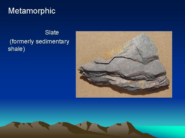 Metamorphic Slate (formerly sedimentary shale) 