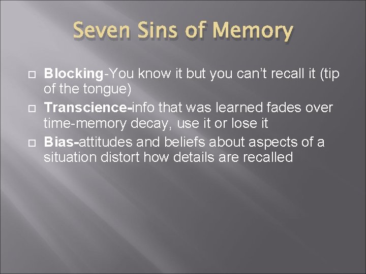 Seven Sins of Memory Blocking-You know it but you can’t recall it (tip of