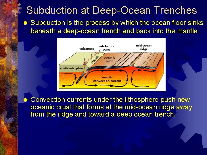 Subduction at Deep-Ocean Trenches ® Subduction is the process by which the ocean floor Subduction at Deep-Ocean Trenches ® Subduction is the process by which the ocean floor