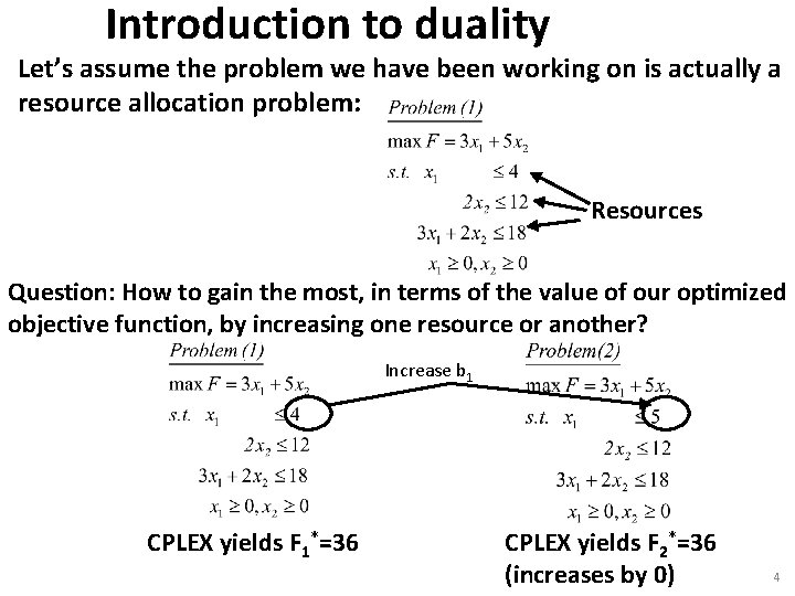 Introduction to duality Let’s assume the problem we have been working on is actually