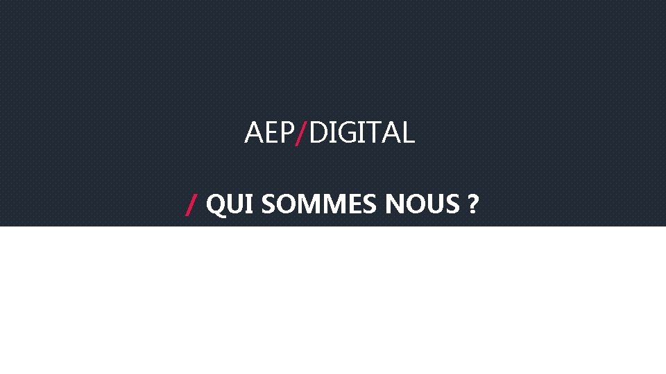 AEP/DIGITAL / QUI SOMMES NOUS ? 