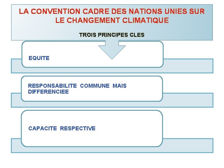 LA CONVENTION CADRE DES NATIONS UNIES SUR LE CHANGEMENT CLIMATIQUE TROIS PRINCIPES CLES EQUITE