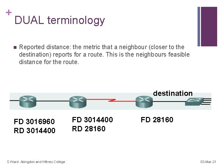 + DUAL terminology n Reported distance: the metric that a neighbour (closer to the