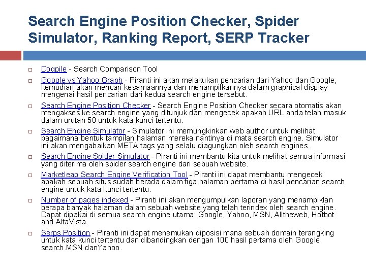 Search Engine Position Checker, Spider Simulator, Ranking Report, SERP Tracker Dogpile - Search Comparison