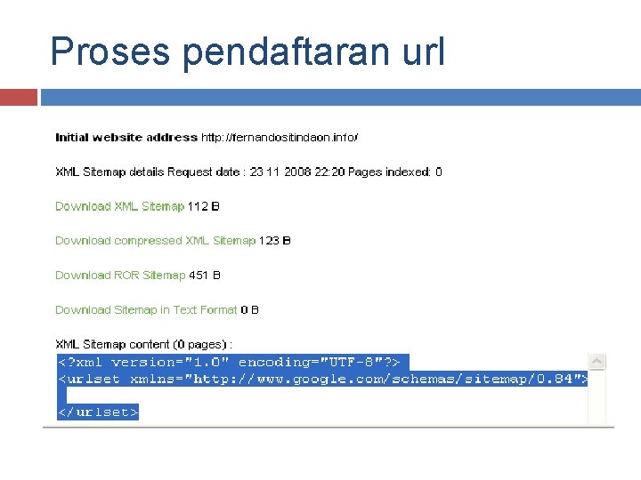 Proses pendaftaran url 