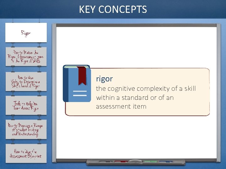 KEY CONCEPTS rigor the cognitive complexity of a skill within a standard or of