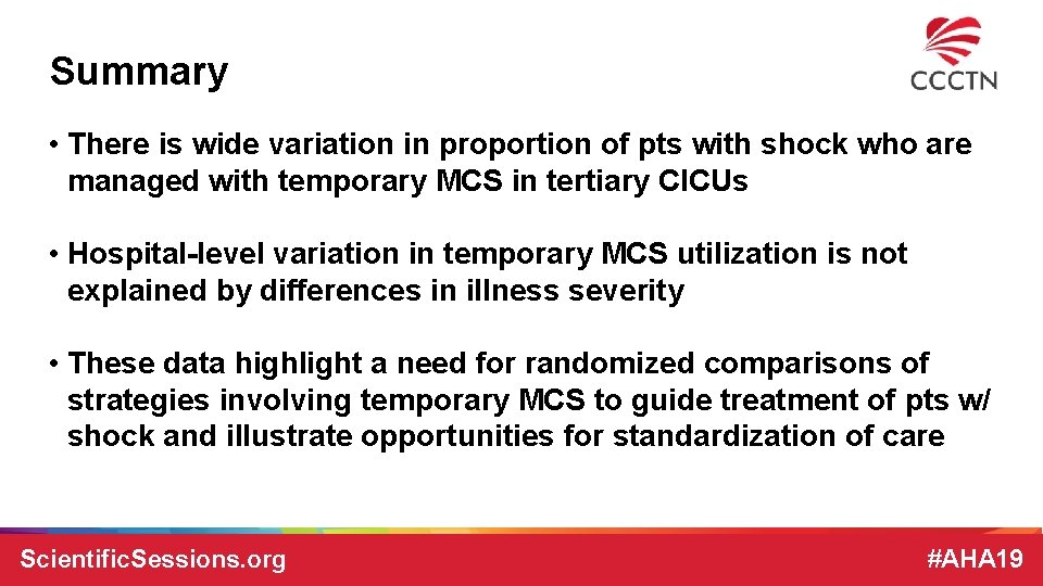 Summary • There is wide variation in proportion of pts with shock who are Summary • There is wide variation in proportion of pts with shock who are