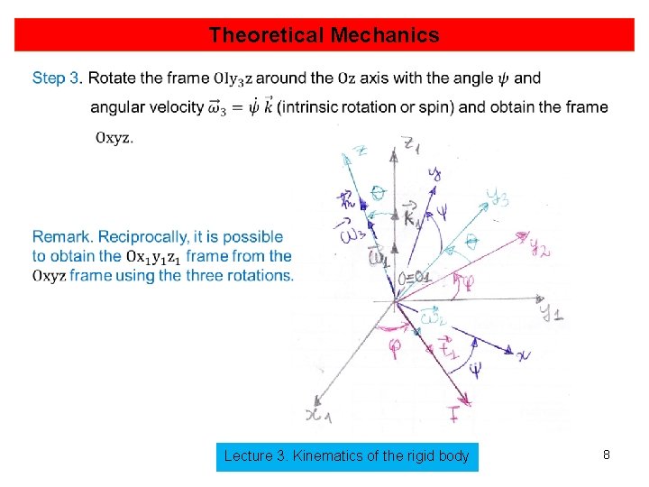 Theoretical Mechanics Lecture 3. Kinematics of the rigid body 8 