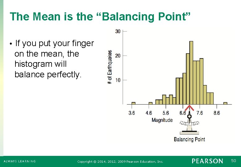 The Mean is the “Balancing Point” If you put your finger on the mean,