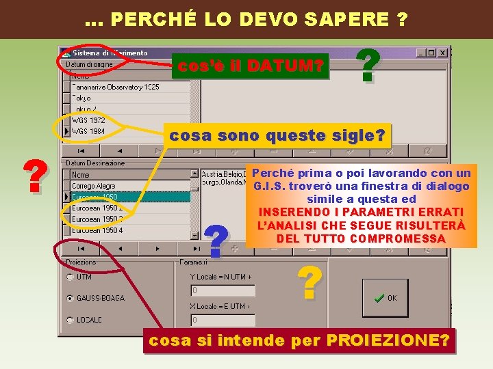 … PERCHÉ LO DEVO SAPERE ? cos’è il DATUM? ? ? cosa sono queste … PERCHÉ LO DEVO SAPERE ? cos’è il DATUM? ? ? cosa sono queste