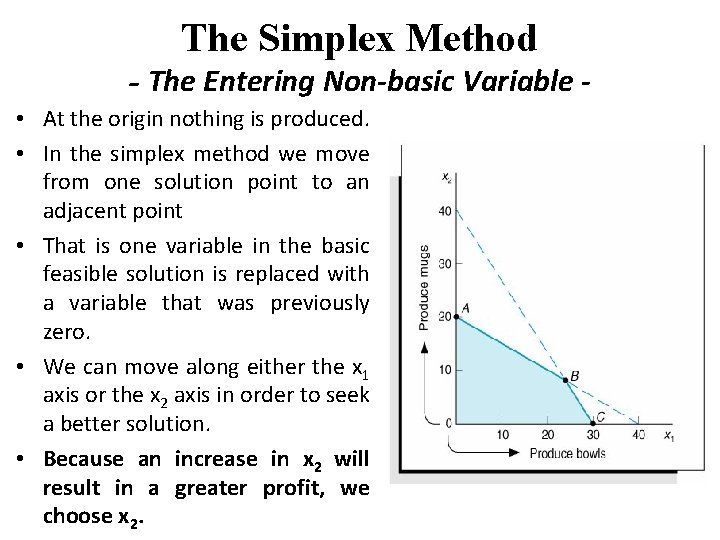 The Simplex Method - The Entering Non-basic Variable • At the origin nothing is
