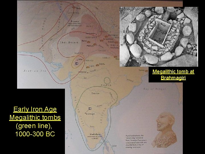 Megalithic tomb at Brahmagiri Early Iron Age Megalithic tombs (green line), 1000 -300 BC