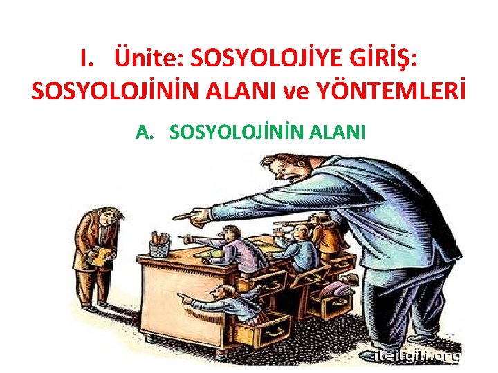 I. Ünite: SOSYOLOJİYE GİRİŞ: SOSYOLOJİNİN ALANI ve YÖNTEMLERİ A. SOSYOLOJİNİN ALANI 