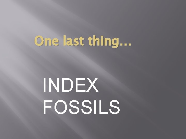 One last thing… INDEX FOSSILS 