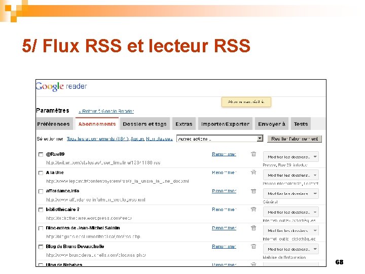 5/ Flux RSS et lecteur RSS 68 