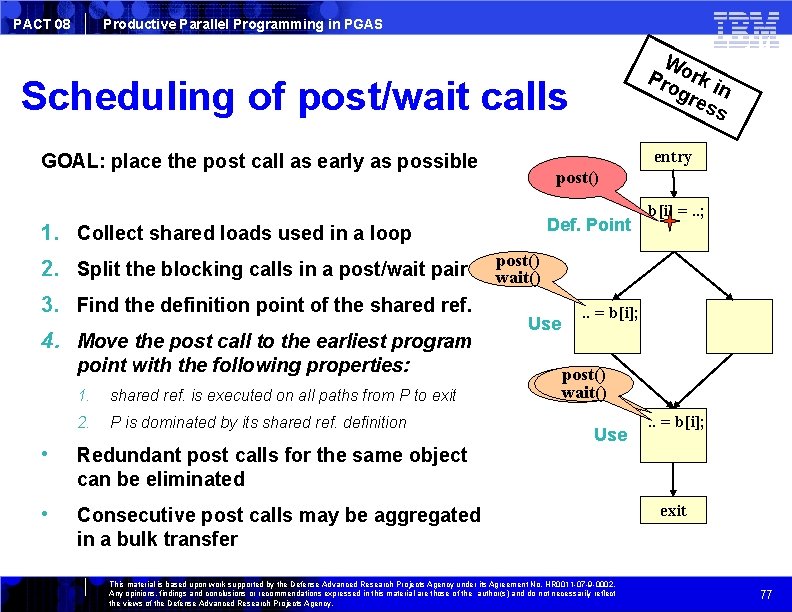 PACT 08 Productive Parallel Programming in PGAS Wo Pro rk i gre n ss