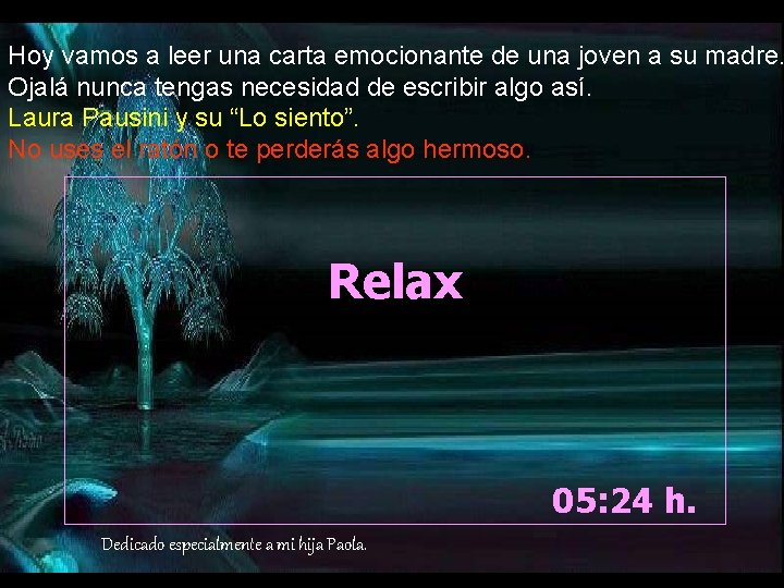 Hoy vamos a leer una carta emocionante de una joven a su madre. Ojalá Hoy vamos a leer una carta emocionante de una joven a su madre. Ojalá