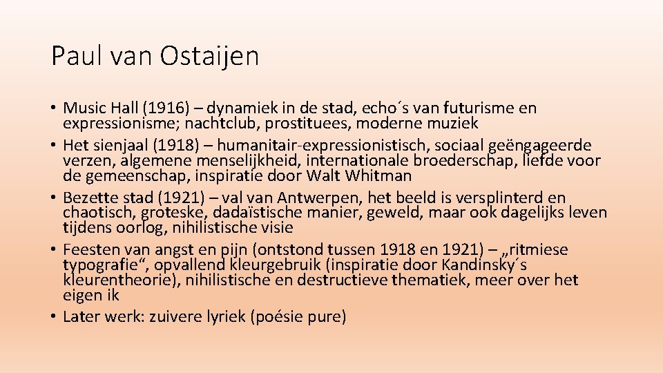 Paul van Ostaijen • Music Hall (1916) – dynamiek in de stad, echo´s van Paul van Ostaijen • Music Hall (1916) – dynamiek in de stad, echo´s van
