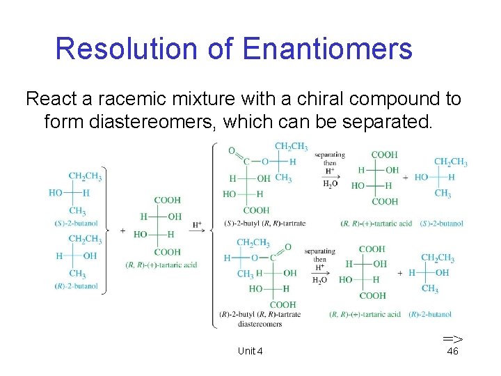 Resolution of Enantiomers React a racemic mixture with a chiral compound to form diastereomers,