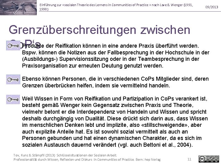 Einführung zur «sozialen Theorie des Lernens in Communities of Practice » nach Lave &