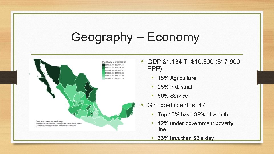 Geography – Economy • GDP $1. 134 T $10, 600 ($17, 900 PPP) •