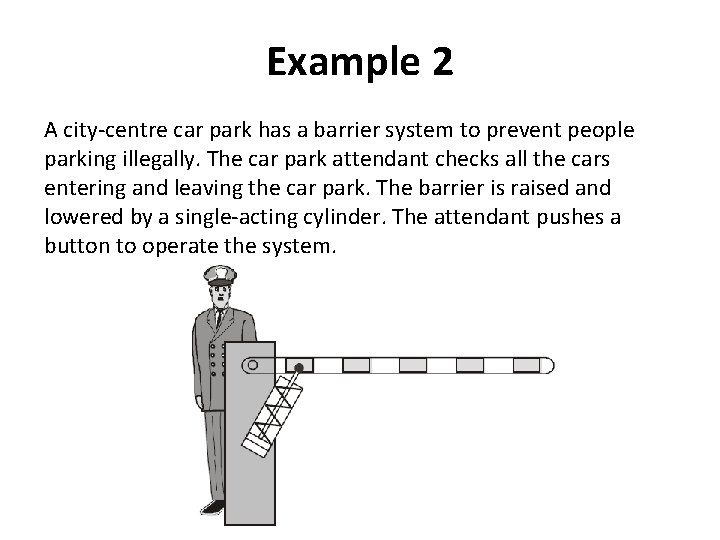 Example 2 A city-centre car park has a barrier system to prevent people parking