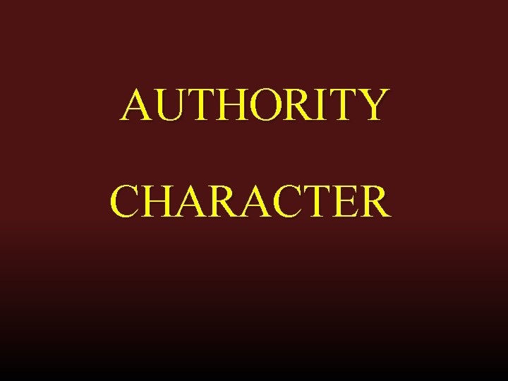 AUTHORITY CHARACTER 